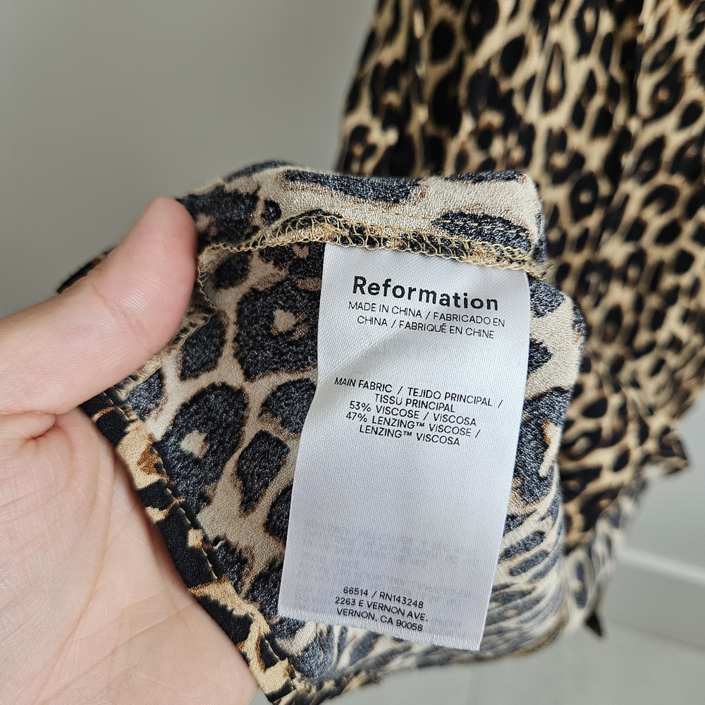 Reformation Noha Leopard Print Mini Dress - Beige and Black - Picture 6 of 6